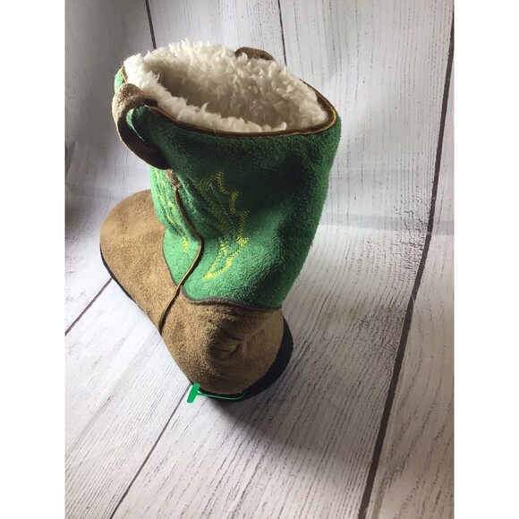 John Deere Cowboy Boot Slippers Boys Brown/Green Youth L/XL 3-5 - Picture 7 of 16